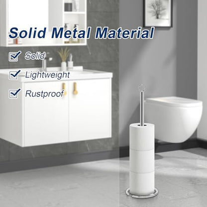 NearMoon Bath Toilet Paper Holder Stand, Freestanding Tissue Paper Storage with Reserve, Space Toilet 4 Rolls Holder for Bathroom/Kitchen Countertop-All Metal (1 Pack, Chrome Finish) - color: Chrome Finish