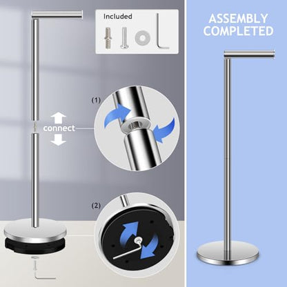 TACGEA Toilet Paper Holder Stand, Bathroom Toilet Paper Roll Holder Stainless Steel, Storage for 4 Rolls of Toilet Tissue, Silver - color: Silver