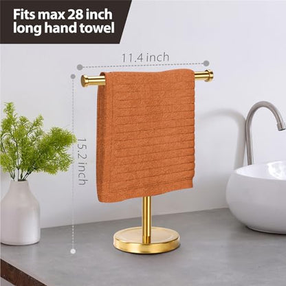 Hand Towel Holder Stand with Heavy Base, Hand Towel Rack for Bathroom (Stainless Steel, Gold Brushed) - color: Gold Brushed