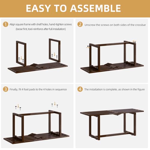 2-Pack Elegant Mid-Century Modern Metal Tiered Plant Stand Robust 330 lbs Capacity Versatile Indoor Outdoor Display for Living Room, Patio & Balcony Coffee - color: 1 Tier Coffee