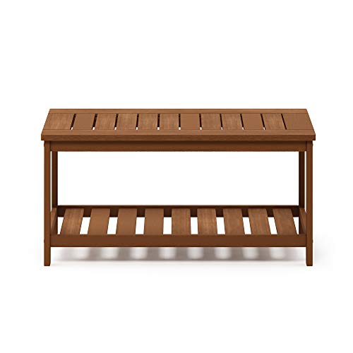 Furinno FG18508 Tioman Hardwood Patio Furniture 2-Tier Coffee Table in Teak Oil, Natural - color: Natural, size: 17.8"D x 35.3"W x 17.0"H (2 tier)