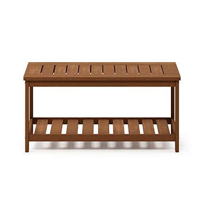 Furinno FG18508 Tioman Hardwood Patio Furniture 2-Tier Coffee Table in Teak Oil, Natural - color: Natural, size: 17.8"D x 35.3"W x 17.0"H (2 tier)