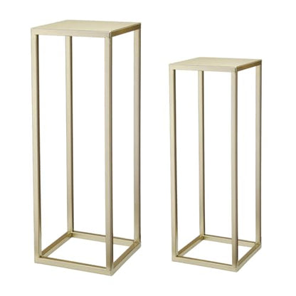 Gold Plant Stand Indoor Pack of 2, No Assembly Required Metal Pedestal Flower Stand, Upgraded 0.6" Heavy Duty Column Table for Wedding Centerpieces, Living Room Modern Flowerpot Holder Rack - color: Gold
