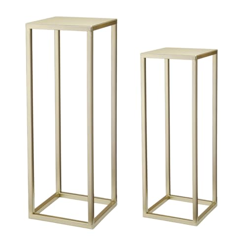Gold Plant Stand Indoor Pack of 2, No Assembly Required Metal Pedestal Flower Stand, Upgraded 0.6" Heavy Duty Column Table for Wedding Centerpieces, Living Room Modern Flowerpot Holder Rack - color: Gold