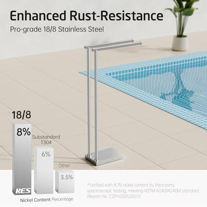KES Free Standing Towel Racks for Bathroom with 3X Thicker Base, 2-Tier Towel Rack Stand for Bathroom Floor, Upgrade Steady Design, Pro-Grade 18/8 Stainless Steel Brushed Finish, BTH239-2 - size: 37 inch (2-tier, Equal Height)