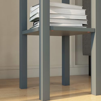 HOMCOM Narrow End Table with Drawer and Bottom Shelf, Slim Side Table for Small Spaces, Skinny Modern Accent Desk for Living Room, Set of 2, Gray - color: Grey