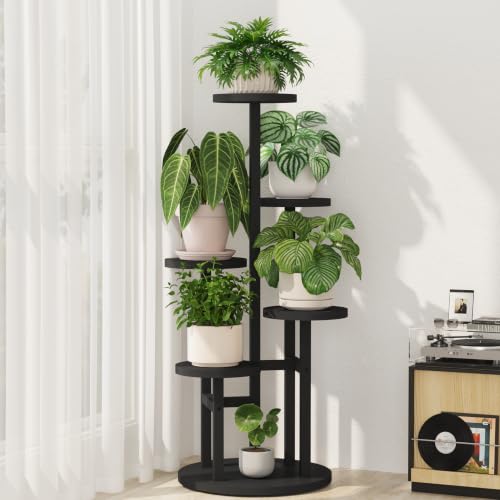iDavosic.ly 5 Tier Plant Stand Indoor, Tiered Corner Wood Multiple Flower Holder Shelf, Tall Orchid Display Rack for Living Room Bedroom, Black - color: Pine Black, size: 5 Tiers