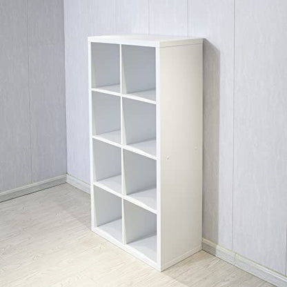 8 Cube Storage Organizer, Wood Smart Cube Shelf with 4 Opened Shelves, Vertical or Horizontal Bookcase, Open Bookshelf for Bedroom, Living Room, Office (White)