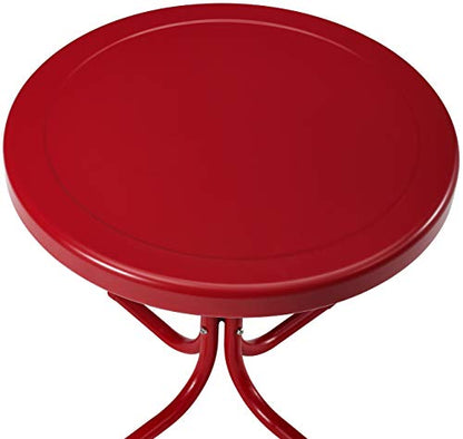 Crosley Furniture Griffith Weather Resistant Retro Metal Outdoor Side Table for Patio, Deck, Porch, Red - color: Red