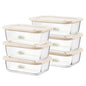 Urban Green Glass Food Storage Containers with Glass Lids, Microwave Safe Food Container Set, Aitight Meal Prep Container Set, LeakProof, 100% Plastic Free, 6 Pack - color: Ivory White - 6RT