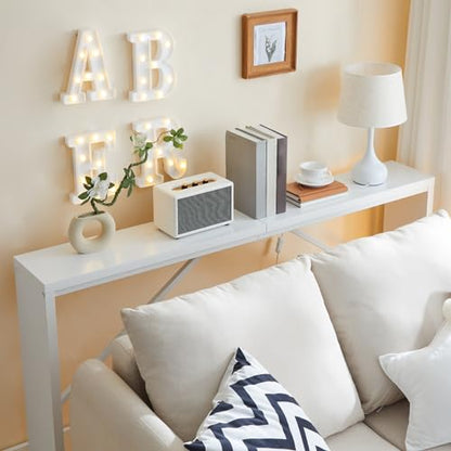 MAHANCRIS Console Table, 62.2" Long Sofa Table Behind Couch, Narrow Entryway Table, Farmhouse Dining Table with Angled Metal Frame, Industrial Console Table for Entryway, White CTWT15801 - color: White, size: 62.2"L x 9.1"W x 31.5"H