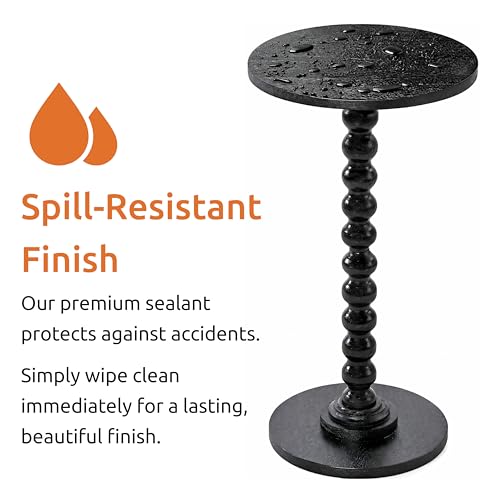 Solid Wood Round Side Table for Living Room, Bedroom and Office — Handcrafted 22-Inch End Table, Bedside Nightstand, Accent Table for Small Spaces with Tool-Free Assembly- Charcoal Gray - color: Charcoal Gray