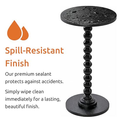 Solid Wood Round Side Table for Living Room, Bedroom and Office — Handcrafted 22-Inch End Table, Bedside Nightstand, Accent Table for Small Spaces with Tool-Free Assembly- Charcoal Gray - color: Charcoal Gray