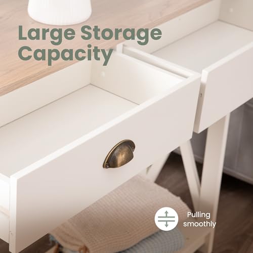 PHI VILLA Entryway Table - Farmhouse Narrow Console Table with Drawer for Living Room/Hallway, Ivory White - color: Ivory 2