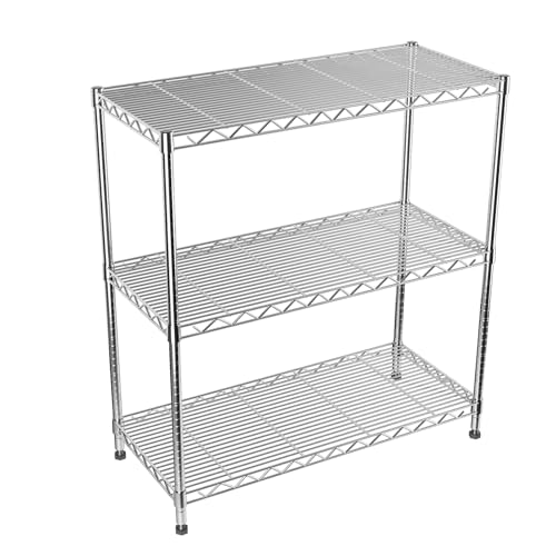 Adjustable 3-Tier Metal Wire Shelves on Wheels,35.4x17.7 x36.5(WxDxH) | Heavy Duty Standing Storage Rack with Lockable Wheels, Wire Shelving Unit for Garage, Kitchen, Office, Pantry,Laundry - color: 3-tier Chrome-35.4"x17.7" X36.5"(wxdxh)