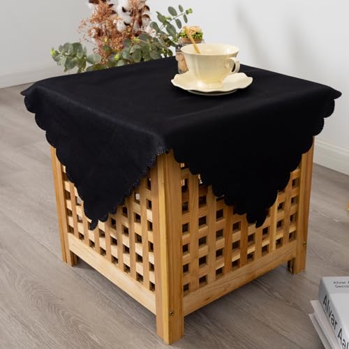 Small Square Black Tablecloth 24 x 24 Inch | Polyester Fabric Washable Table Cover Decorative Wrinkle Resistant Solid Color Table Cloth for Nightstand Party Wedding - color: Black, size: 24" x 24" (Square)