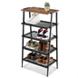 A-Shape Shoe Rack, 5-Tier Heavy-Duty Shoe Organizer with Wooden Top & Mesh Shelves, Space-Saving for Entryway, Bedroom, Hallway(31.97" H, Holds 10 Pairs, Rustic Brown) - size: 17.32" X 10.24" X 31.97"