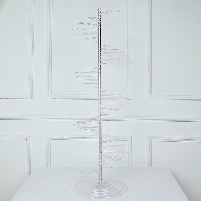 Clear 4.5 feet Spiral Acrylic Champagne Glass Flute Holder Display Stand Rack Display Wedding Party Events Reception Bar Table Home Decorations Drink Stations Supplies