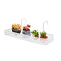 Chris.W Iron Hanging Shelf Basket with Hooks Balcony Succulent Plants Mini Flower Pot Holder Railing Shelf, for Patio Porch or Fence (White)-Small - color: White