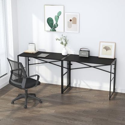 Lutown-Teen Folding Desk 40 inch Writing Gaming Computer Camping Desk, No Assembly Required Home Office Table, Black - color: Black, size: 40 Inch
