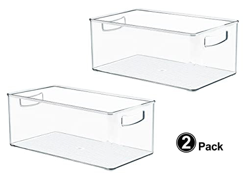 Hudgan 2 Pack Straight Sides Stackable Pantry Organizer Bins for Home Edit - 13.5''L x 7.5''W x 5.5''H - size: 2 XL