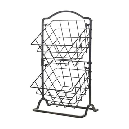 Gourmet Basics by Mikasa General Store 2-Tier Metal Countertop Fruit Storage Basket, Antique Black - style: 2-Tier Black