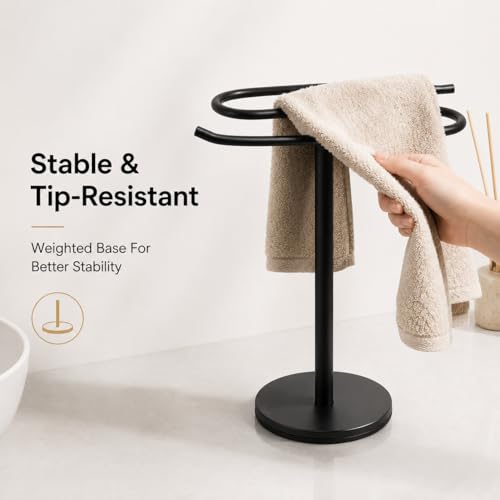 Matte Black Hand Towel Holder Stand,13 Inch Free-Standing Towel Rack, SUS304 Stainless Steel Towel Bar Rack Stand, Tower Bar for Bathroom Kitchen Vanity Countertop… - color: Matte Black
