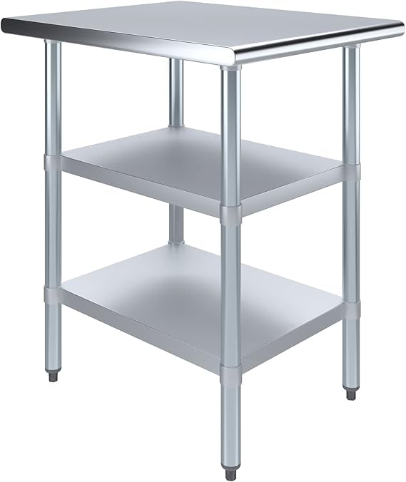 Stainless Steel Work Table with Double Undershelf – Commercial Prep Table for Kitchen, Restaurant, Bakery – NSF Certified (30 x 18) - size: 30x18