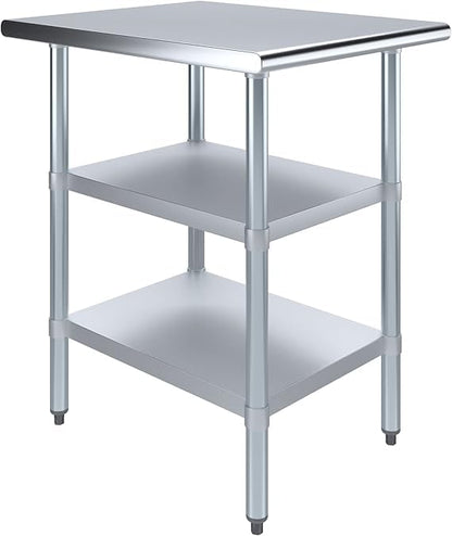 Stainless Steel Work Table with Double Undershelf – Commercial Prep Table for Kitchen, Restaurant, Bakery – NSF Certified (30 x 18) - size: 30x18
