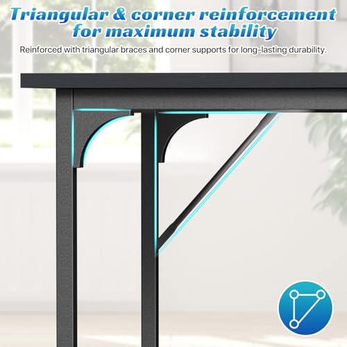 40 inch Computer Desk Gaming Desk Multi-Function Writing Table Student Art Modren Simple Style PC Wood and Metal Desk Workstation, Black - color: Black, size: 40 inch