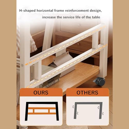 31.5 Inch Rolling Computer Desk for Small Spaces, Monitor Stand & 3-Tier Storage with Lockable Wheels, Easy Assembly for Bedroom, Dorm & Apartment