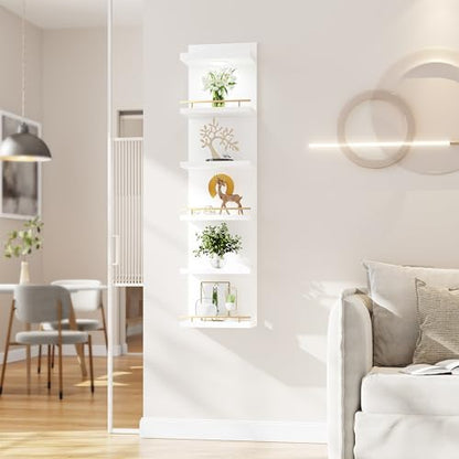 REIBII 6 Tier Wall Shelf Unit, White Lack Shelf, Vanity Floating Shelves with LED Light, Versatile Floating Shelves for Bedroom, Living Room, Office ﻿ - color: White, size: 6 Tier (1-Pack)