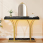 DWVO Gold LED Lit Modern 39-Inch Wide Console Table - Narrow Marble Top Foyer Furniture for Entryway, Hallway & Living Room Accent (Black)