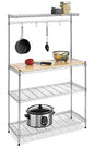 Whitmor Supreme Baker’s Rack with Food Safe Removable Wood Cutting Board - Chrome - color: 14.0"l X 36.25"w X 55.25"h