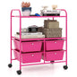 GOFLAME 4-Drawer Rolling Storage Cart with 2 Shelves, Mobile Utility Cart with Removable Drawers and Metal Frame, Art Craft Drawer Cart with Lockable Wheels for Home, Office, School, Studio, Hot Pink - color: Hot Pink