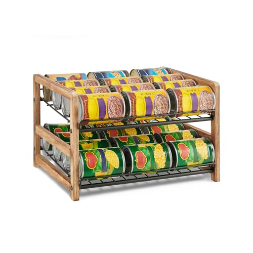 DGWJSU Can Organizer for Pantry 2-Tier, Can Storage Organizer Pantry, Soda Can Organizer, Holds up to 24 Cans Holders for Pantry, Cabinet, Countertop, Carbonized Brown - size: 2 Tiers