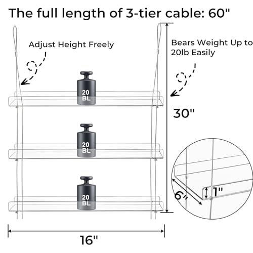 Tlence 3-Tier Window Plant Shelves, Hanging Acrylic Plant Shelf for Indoor, Clear Window Shelf for Plants, Height Adjustable Flower Display Stand, Succulent Pot Organizer for Herbs Microgreens