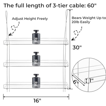 Tlence 3-Tier Window Plant Shelves, Hanging Acrylic Plant Shelf for Indoor, Clear Window Shelf for Plants, Height Adjustable Flower Display Stand, Succulent Pot Organizer for Herbs Microgreens