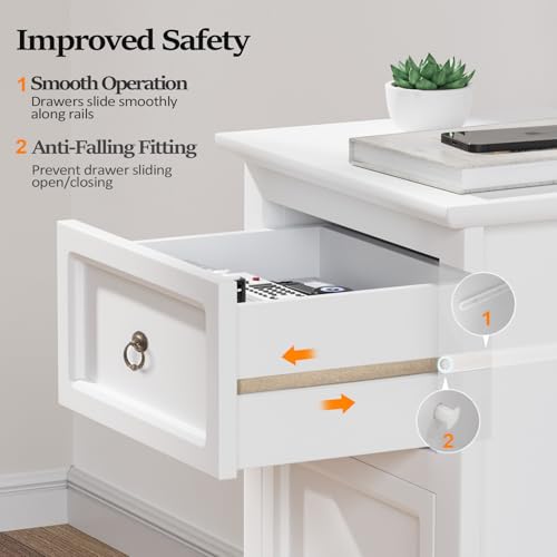 Bonnlo White Nightstand, Tool-Free Setup Night Stand, 2 Drawer Bedside Table for Bedroom, Easy & Quick Install Small Nightstands, Girls Nightstand for Bedroom, Side Table, End Table for Small Spaces - color: White & Tool-free Setup
