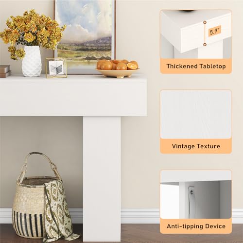 63 Inch Long Console Table for Entryway, Farmhouse Wood Rectangular Sofa Table Behind Couch Table, Narrow Entryway Table for Living Room, Entrance, Hallway, Foyer, Easy Assembly (Classic White) - color: Classic White