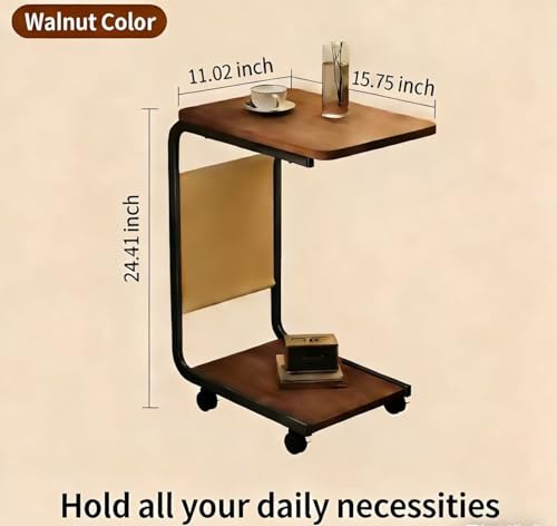 DJDLMDD Multi-Purpose Storage C Table End Table TV Tray Table for Small Spaces, Side Tables with Wheels for Living Room and Bedroom for Small Spaces, Couch Tables, That Slide Under, with Wheels