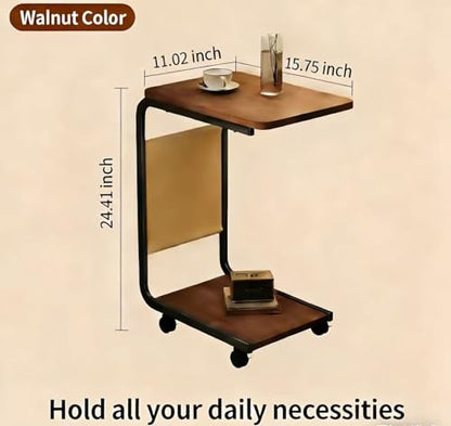 DJDLMDD Multi-Purpose Storage C Table End Table TV Tray Table for Small Spaces, Side Tables with Wheels for Living Room and Bedroom for Small Spaces, Couch Tables, That Slide Under, with Wheels