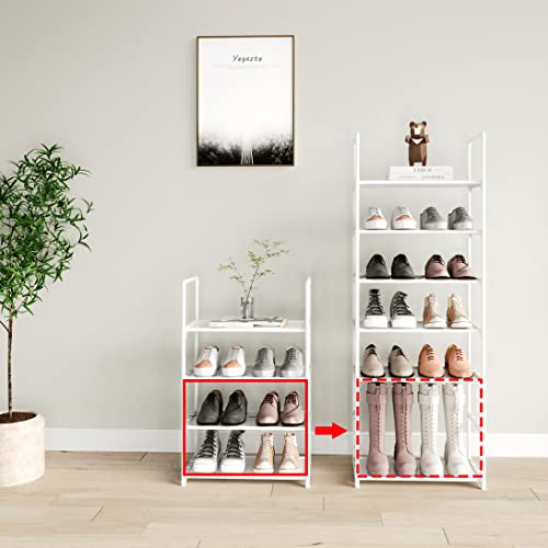 Upgrade Stackable Small Shoe Rack, 4-Tier Shoe Shelf Storage Organizer with Handle for Entryway, Hallway and Closet(White) - size: 4-Tier(White)-Small