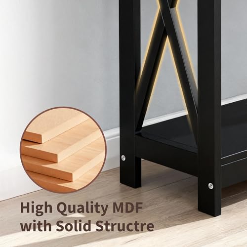 ZENY Console Table, Entryway Table, Narrow Sofa Table with 2-Tier Shelves, Entrance Table for Living Room, Entryway, Hallway, Foyer (Black, 11.8" D x 47" W x 31.7" H) - color: Black, size: 47"W