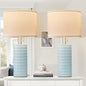 Reaketon Table Lamps for Living Room Set of 2, Ceramic Table Lamps for Bedroom, 20" Modern Lamps for Night Stands, Blue - color: Sky Blue