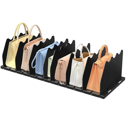 SOYO Adjustable Shelf Dividers for Closet, Purse Organizers for Bag, Black | Acrylic Handbag Storage Pocketbook Organizer, Bookshelf Separators for Bedroom Armoire Wardrobe Office Cabinet - color: Black