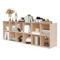12-Cube Solid Wood Bookshelf, 2-Tier Storage Organizer Semi-Open Floor Display Shelf Closet Cabinet for Home Office Library School, 12" D x 71" W x 24" H - size: 12-Cube, 12"D x 71"W x 24"H