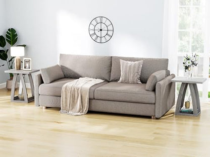 End Tables Living Room. Side Table Beside Sofa. Modern End Table for Living Room. Couch Side Table with Shelf. Grey Wood Side Tables