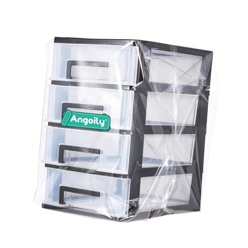 Angoily 4 Drawer Desk Organizer, Plastic Home Office Storage Organizer, Makeup Organizer Storage Station Cube, Cosmetics Jewelry Storage Box, 4 Drawer for Bathroom, Desk, Office (8.31x5.98x9.92 Inch) | Transparent Station Cube, Cosmetics Jewelry Storage B