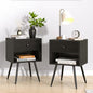 VECELO Nightstands Set of 2, Mid Century Modern End Bedside Table, Night Stand with Storage Drawer and 2 Tiers Open Shelf for Small Place, Bedroom, Living Room, Easy Assembly, Black - color: Black